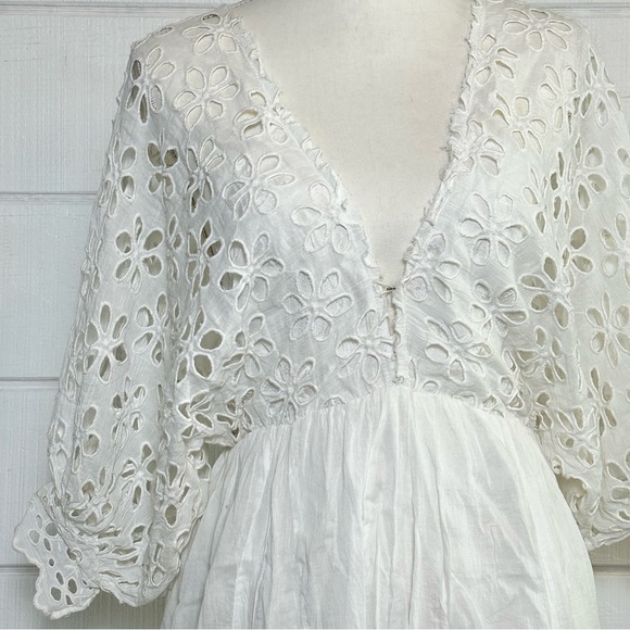 NWT Free People Bella Note Eyelet Mini Dress White Sz Small Retails $128 - Picture 4 of 15